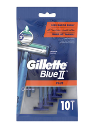 Gillette Blue II Plus Men's Disposable Razors, 10 Pieces