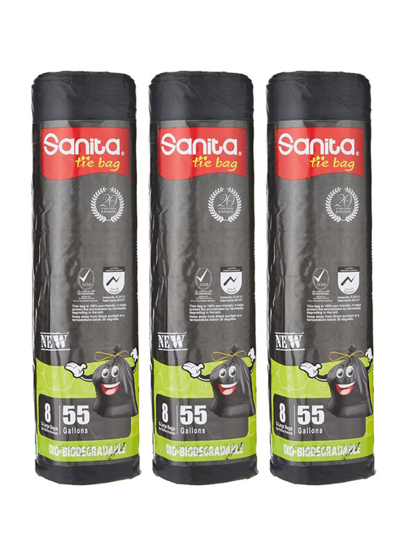 

Sanita X-Large Garbage Bage with Drawstring, 55 Gallon, 3 Rolls x 8 Pieces