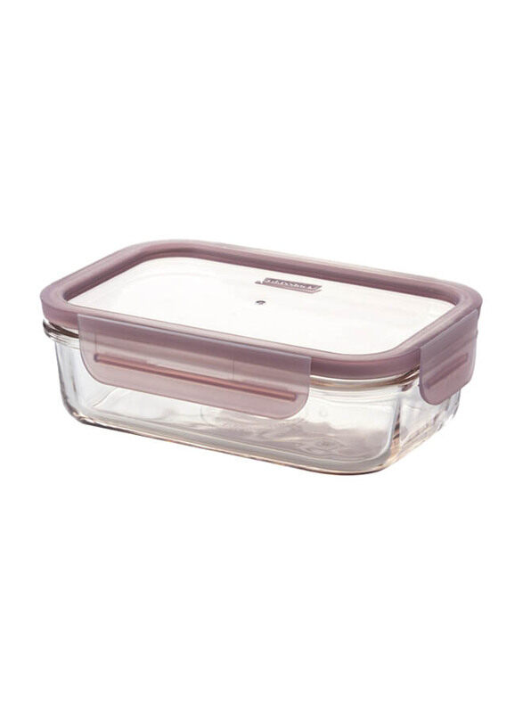 

Glasslock Rectangular Food Storage Box, 695ml, Pink/Clear