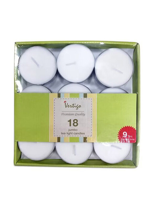 

Vertigo Jumbo Tea Light Candles, 18 Pieces, White