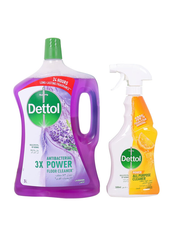 

Dettol Lavender Antibacterial Power Floor Cleaner and Lemon Healthy Home All Purpose Cleaner Trigger, 2 Pieces