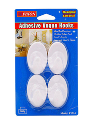 Fixon Plastic Vogue Hooks 1214, 4 Pieces, White