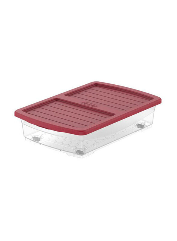 

Cosmoplast Plastic Storage Box with Lockable Lid, 25 Liters, Red/Clear