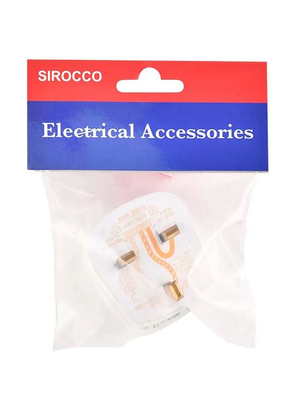 Sirocco 3 Pin UK Plug, White