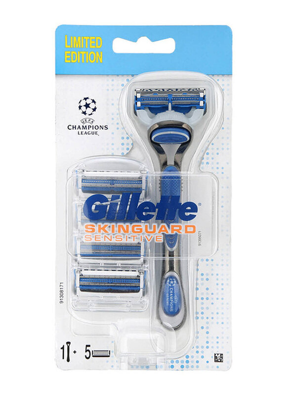 

Gillette Ucleague Skinguard Razor Handle with Blades Refills, 5 Pieces