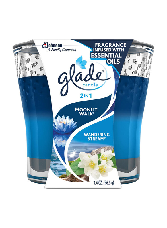 

Glade 2-in-1 Candle Air Freshener, Moonlit Walk & Wandering Stream, 96.3g, Blue