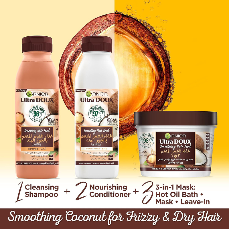 Garnier Ultra Doux Smoothing Coconut Hair Food Shampoo, 350ml