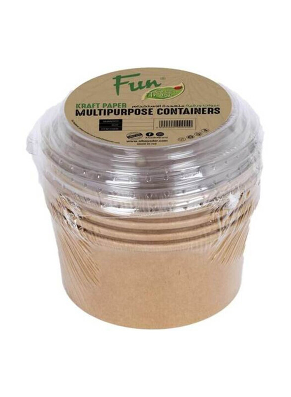 

Fun 6-Piece Eco Kraft Paper Containers with Lids, 500ml, Brown