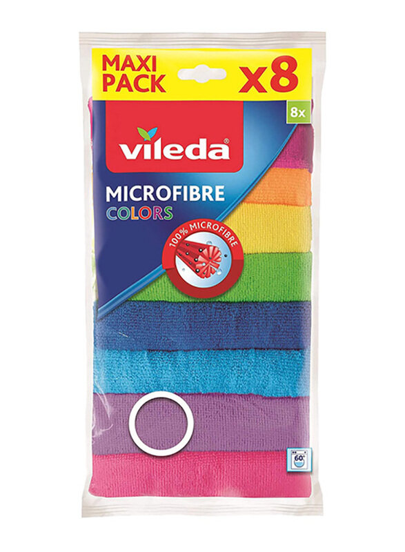 

Vileda Microfibre Colors Maxi Pack All Purpose Wiping Clothes, 8 Pieces