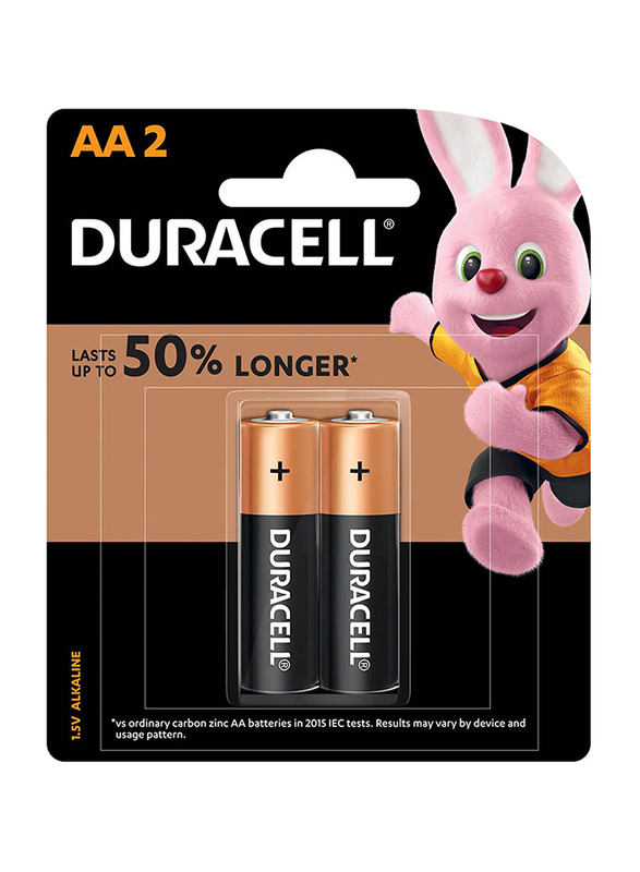 Duracell Coppertop Alkaline AA Battery, 2 Pieces, Bronze/Black