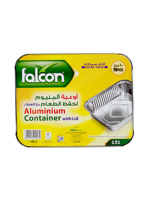 

Falcon No.131 Aluminium Disposable Food Container with Lid, 10 Pieces, Silver