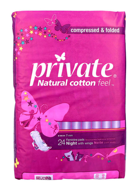 

Private Natural Cotton Maxi Pocket Night Eco Feminine Sanitary Pads, 24 Pieces