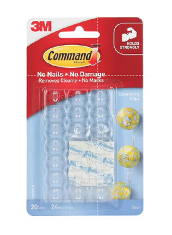 3M Command Clear Decorating Clips, 20 Pieces, Clear