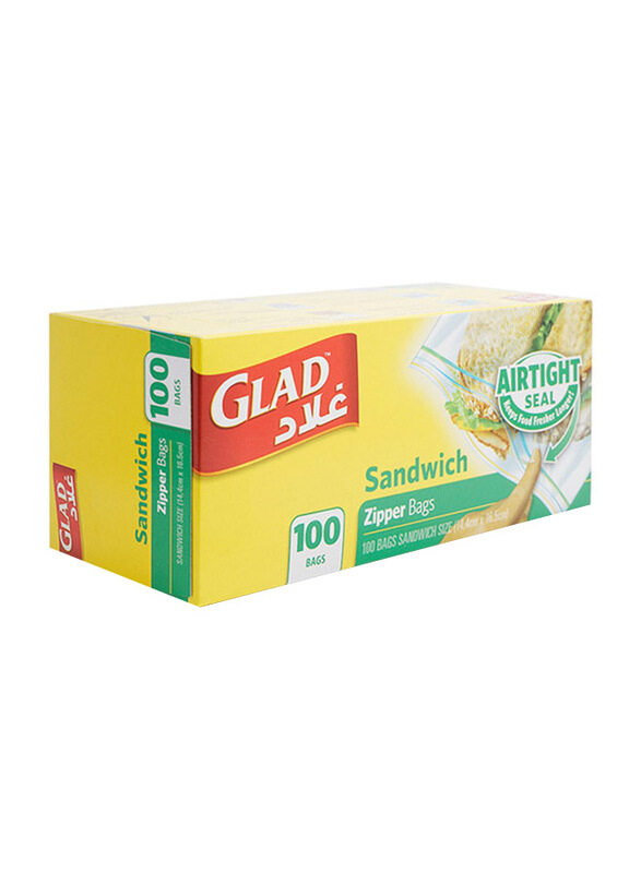 

Glad Airtight Seal Sandwich Zipper Bags, 100 Bags, 14.4 x 16.5 cm