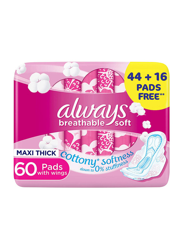 

Always Breathable Soft Maxi Thick Sanitary Pads, 60 Pads