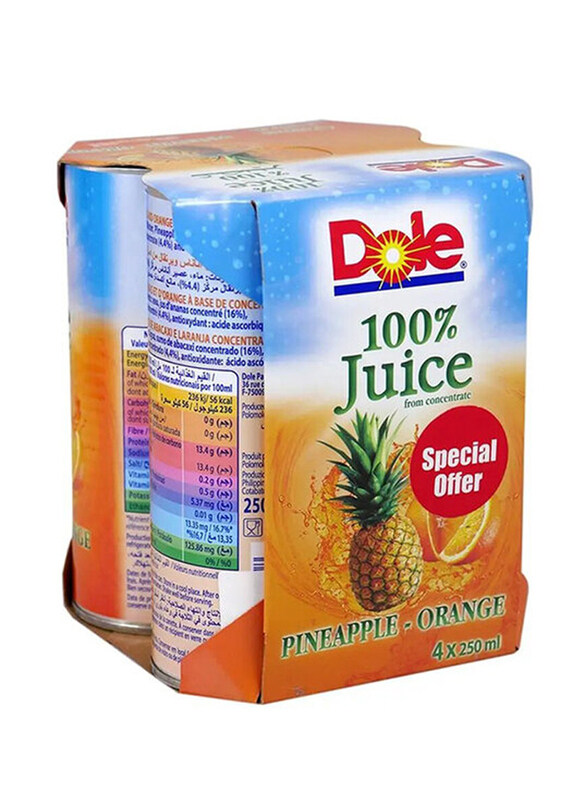 

Dole Pineapple Orange Juice, 4 x 250ml