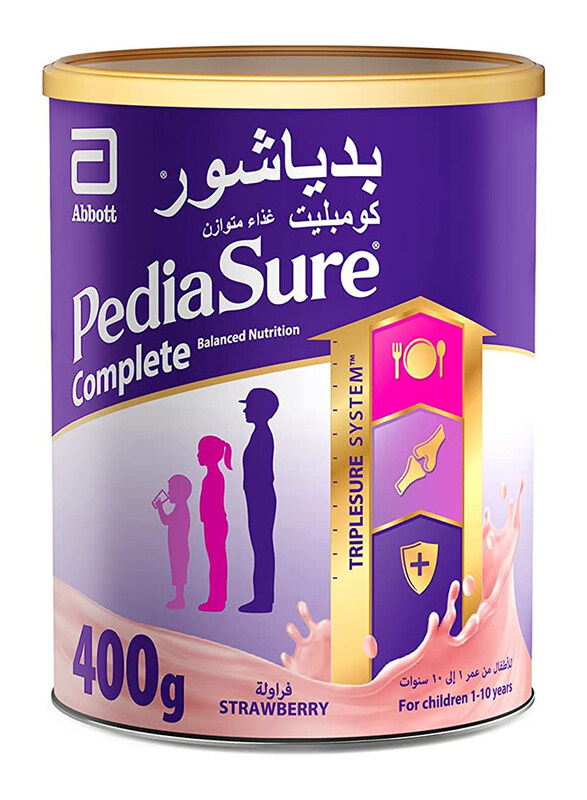 

Pediasure Complete Triple Sure Strawberry Formula Milk, 1-10 Years, 400g