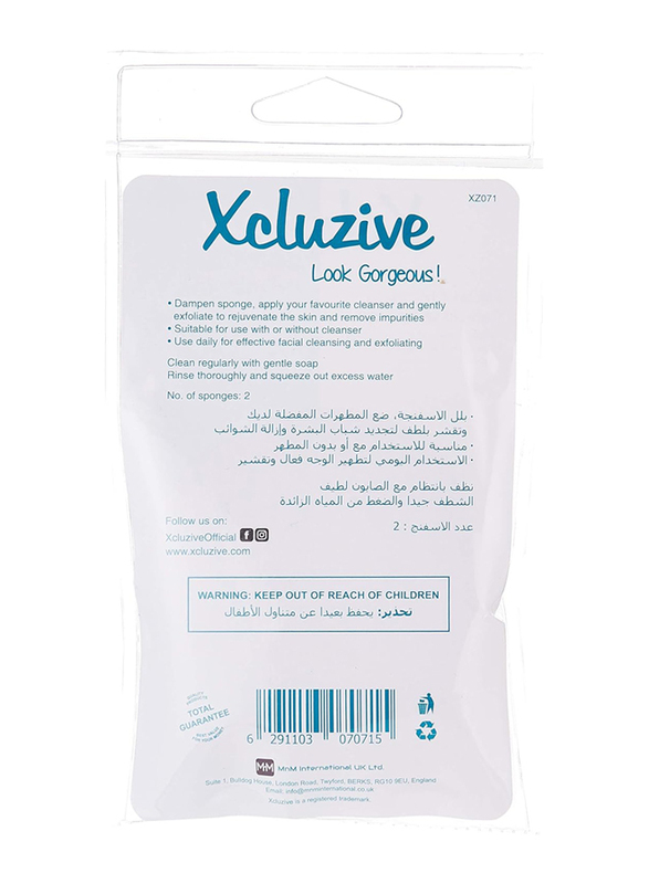 Xcluzive 2-Piece Round Facial Cleansing Cellulose Sponges, Multicolour