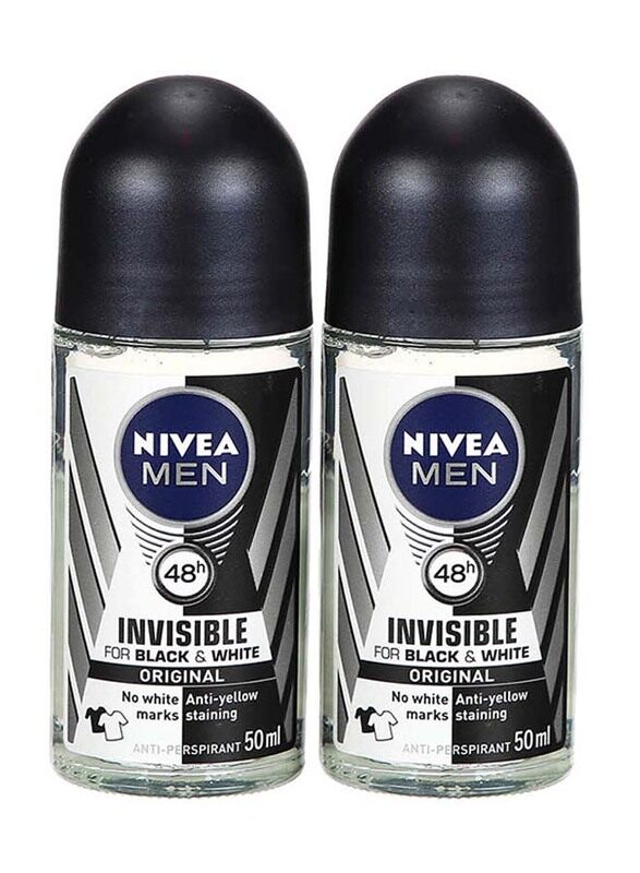 

Nivea 48h Invisible Black & White Original Roll On Deodorant for Men, 2 x 50ml