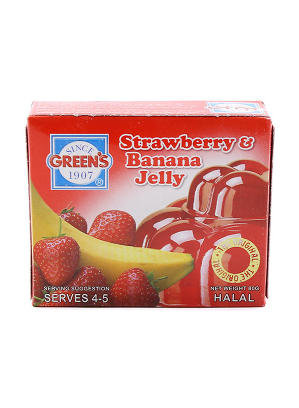 Greens Strawberry & Banana Jelly, 12 x 80g