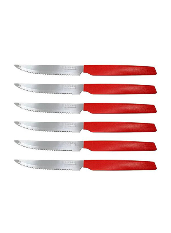

Pedrini 11.5cm 6-Piece Stainless Steel Steak Knives Set, Silver/Red