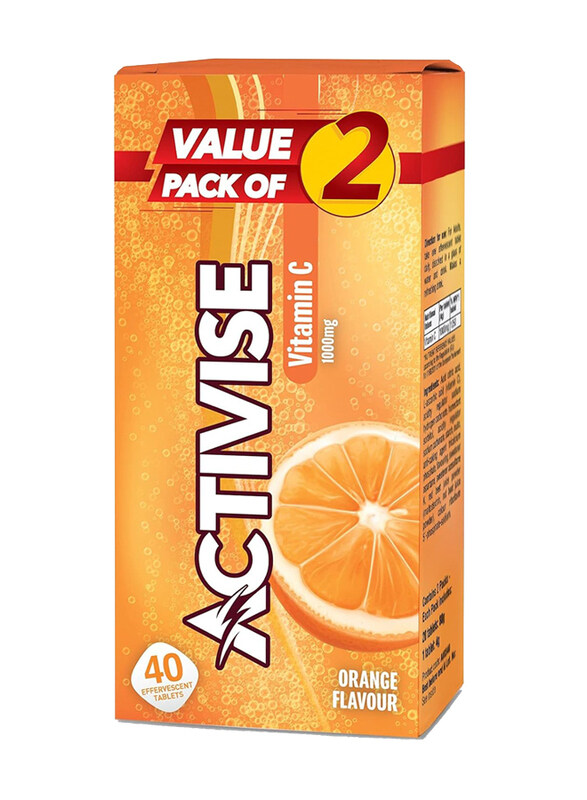 

Activise Orange Flavour Vitamin C Effervescent Tablet, 1000mg, 40 Tablets