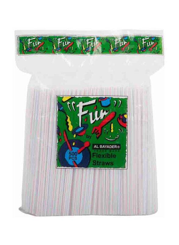 

Al Bayader 500-Piece Fun Flexible Straws, White
