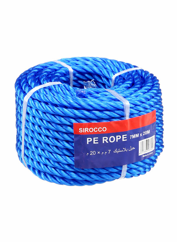 Sirocco Pe Rope Coil, 7mm x 20-Meter, Blue