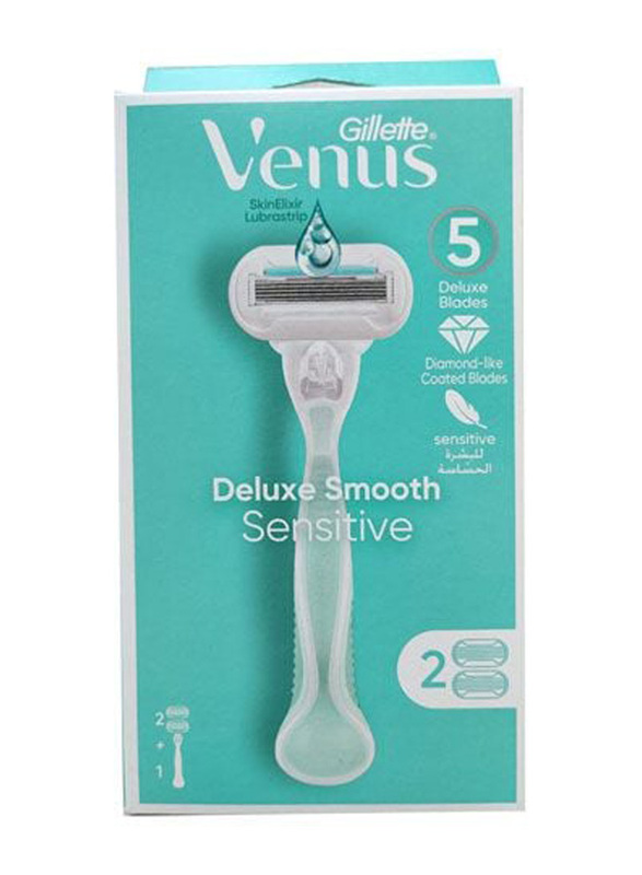 Venus Smooth Sensitive Razor Handle with Blades Refills, 2 Pieces