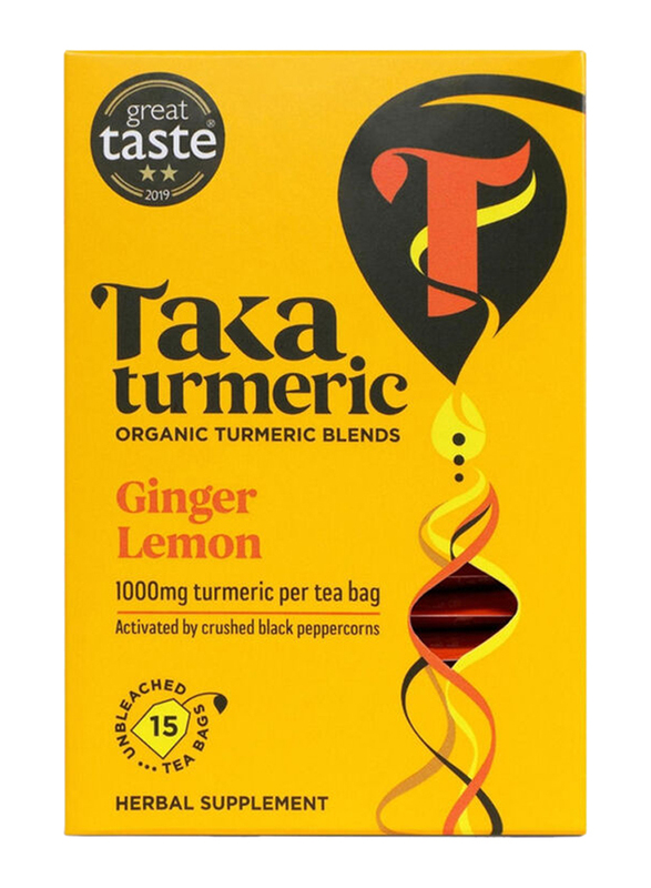 Taka Turmeric Organic Ginger Lemon Tea, 15 Tea Bags x 2.4g