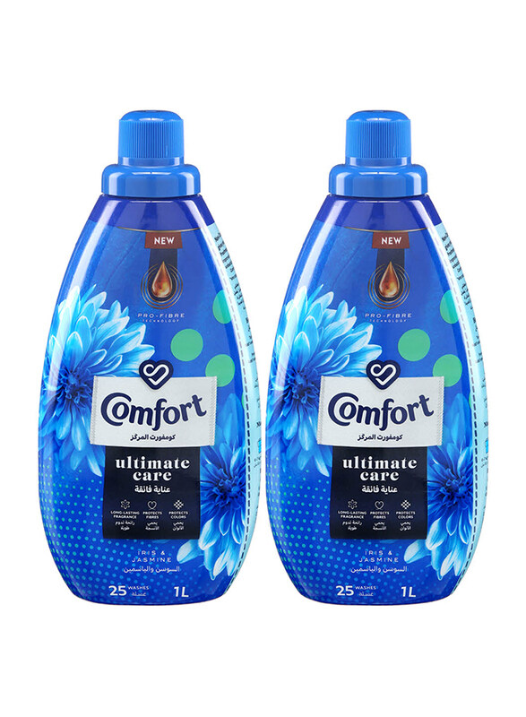 

Comfort Ultimate Care Iris & Jasmine Fabric Softener, 2 Bottles x 1 Litre