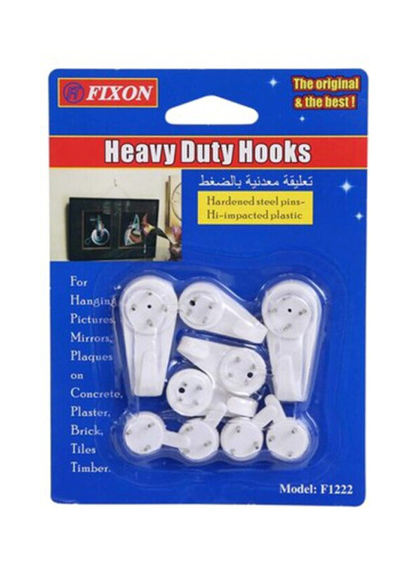 

Fixon Heavy Duty Hooks, 9 Piece, White