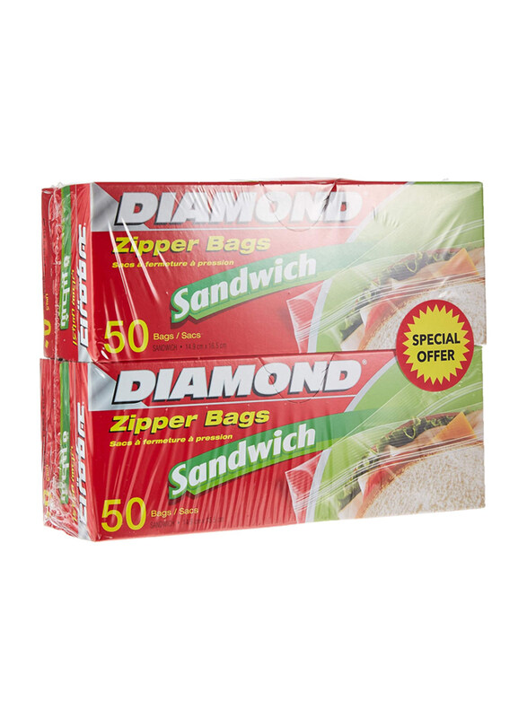 

Diamond Zipper Sandwich Bag, 2 x 50 Bags