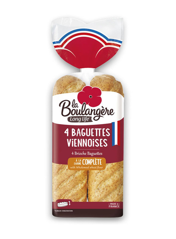 La Boulangere Wholemeal Soft French 4 Baguette Viennoise, 340g