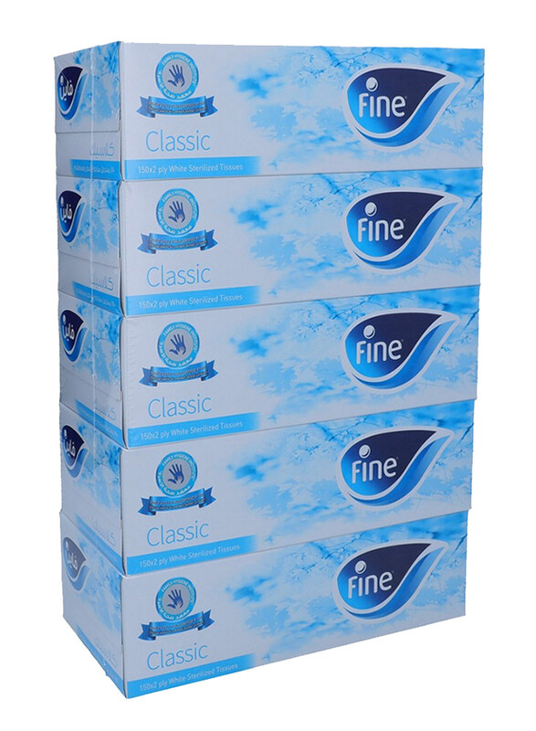 

Fine Classic White Sterilized Facial Tissues, 2 Ply x 5 x 150 Sheets