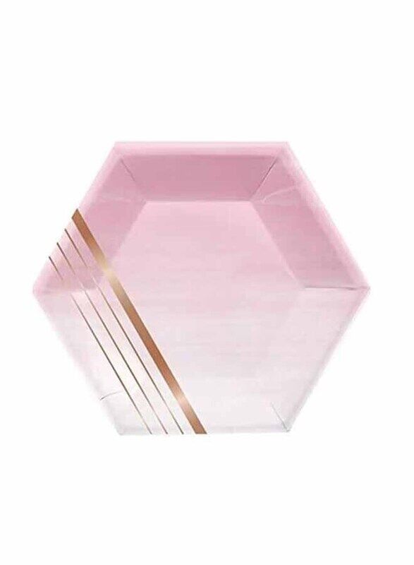 

Creative Converting Rose All Day Banquet Hexagon Foil Plates, 8 Pieces, Pink