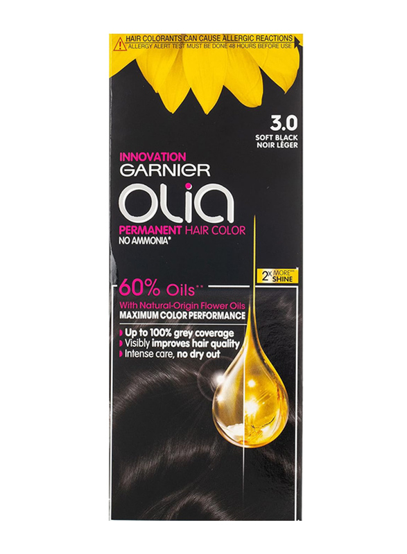 Garnier Olia Permanent Hair Color, 3.0 Soft Black