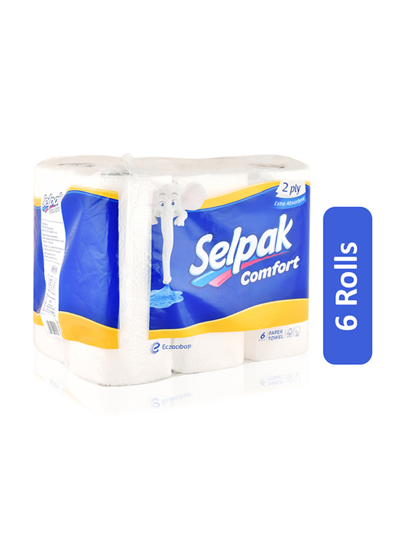 Selpak Comfort 2 Ply Paper Towel - 6 Rolls