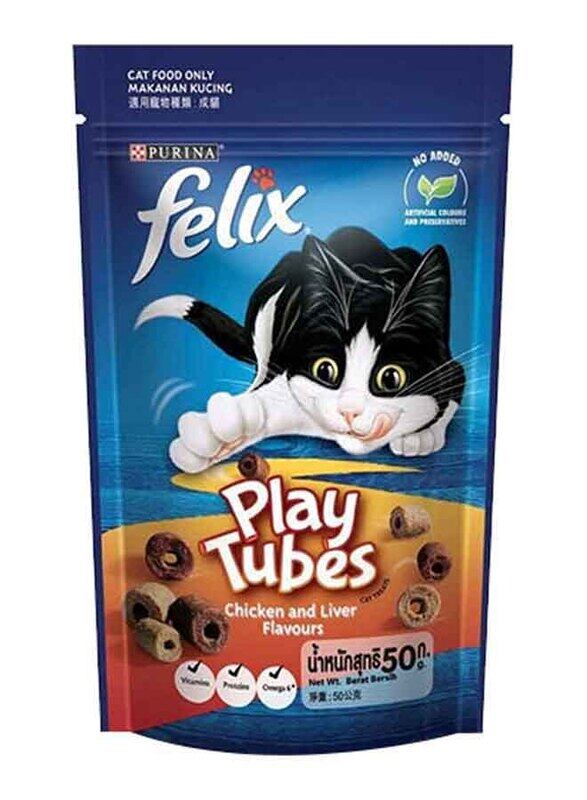 

Felix Play Tubes Chicken & Liver Dry Cat Food, 50g