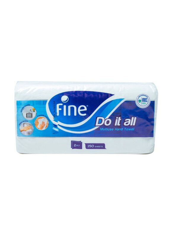 

Fine Multi Use Hand Folded Cleaning Towels, 2 Ply, 150 Sheets