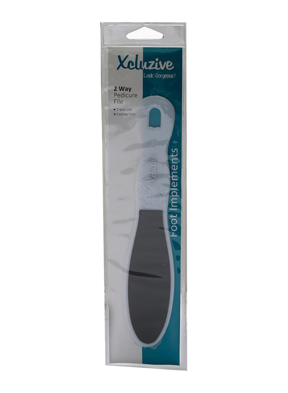 Xcluzive 2-Way Coarse & Fine Pedicure File, White/Black