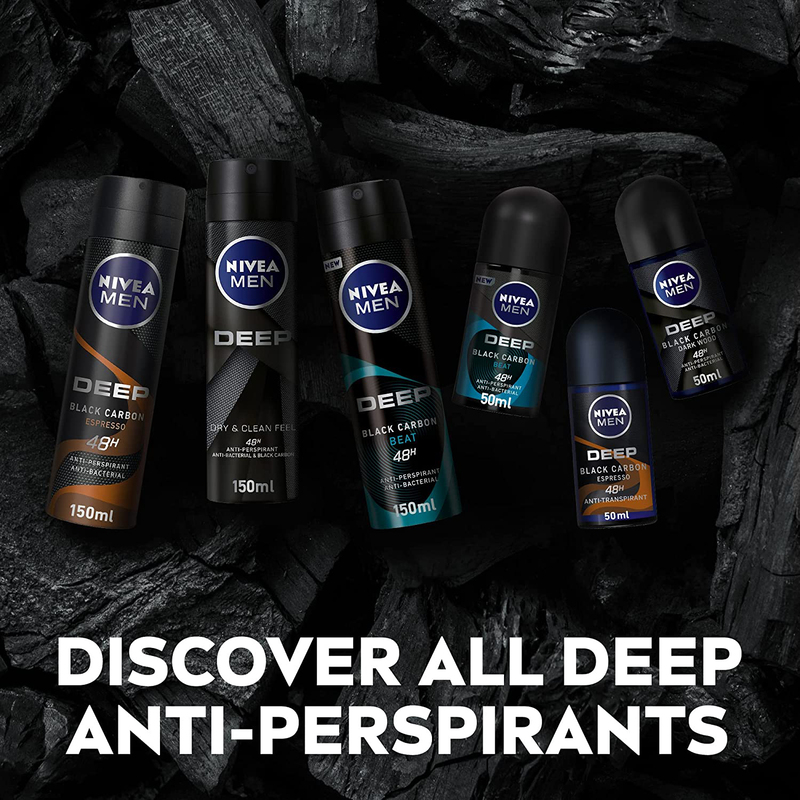 Nivea Men Deep Black Carbon Espresso Anti-Perspirant Spray, 150ml