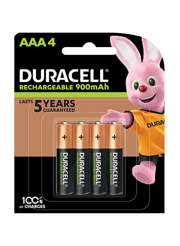 Duracell AAA4 Rechargeable Battery, 4 Pieces, Multicolour