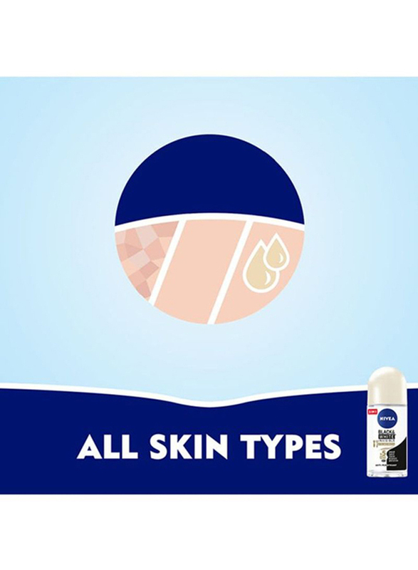 Nivea Black & White Invisible Silky Smooth Antiperspirant Roll-On for Women, 50ml