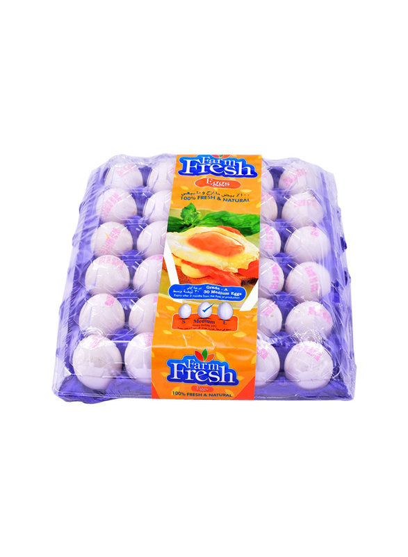 Farm Fresh White Eggs Medium, 30 Piece