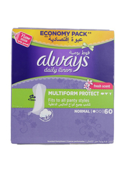 Always Daily Liners Multiform Protect Pantyliners, Normal, 60 Pieces