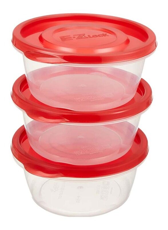 

Lock & Lock Ezlock Round Container, 3 Piece, hle9404, Clear