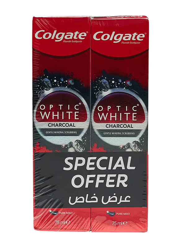 

Colgate Optic White Charcoal Whitening Toothpaste, 75ml, 2 Pieces