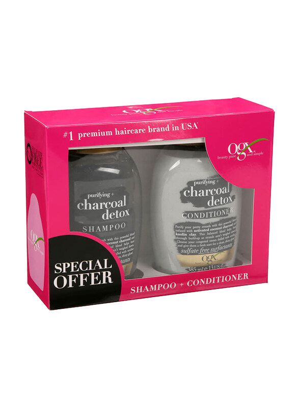 

Ogx Purifying Charcoal Detox Shampoo & Conditioner for All Hair Types, 2 x 385ml