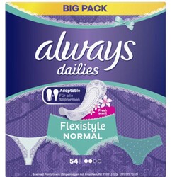 Always Flexi Style Liners, Regular, 54 Pieces